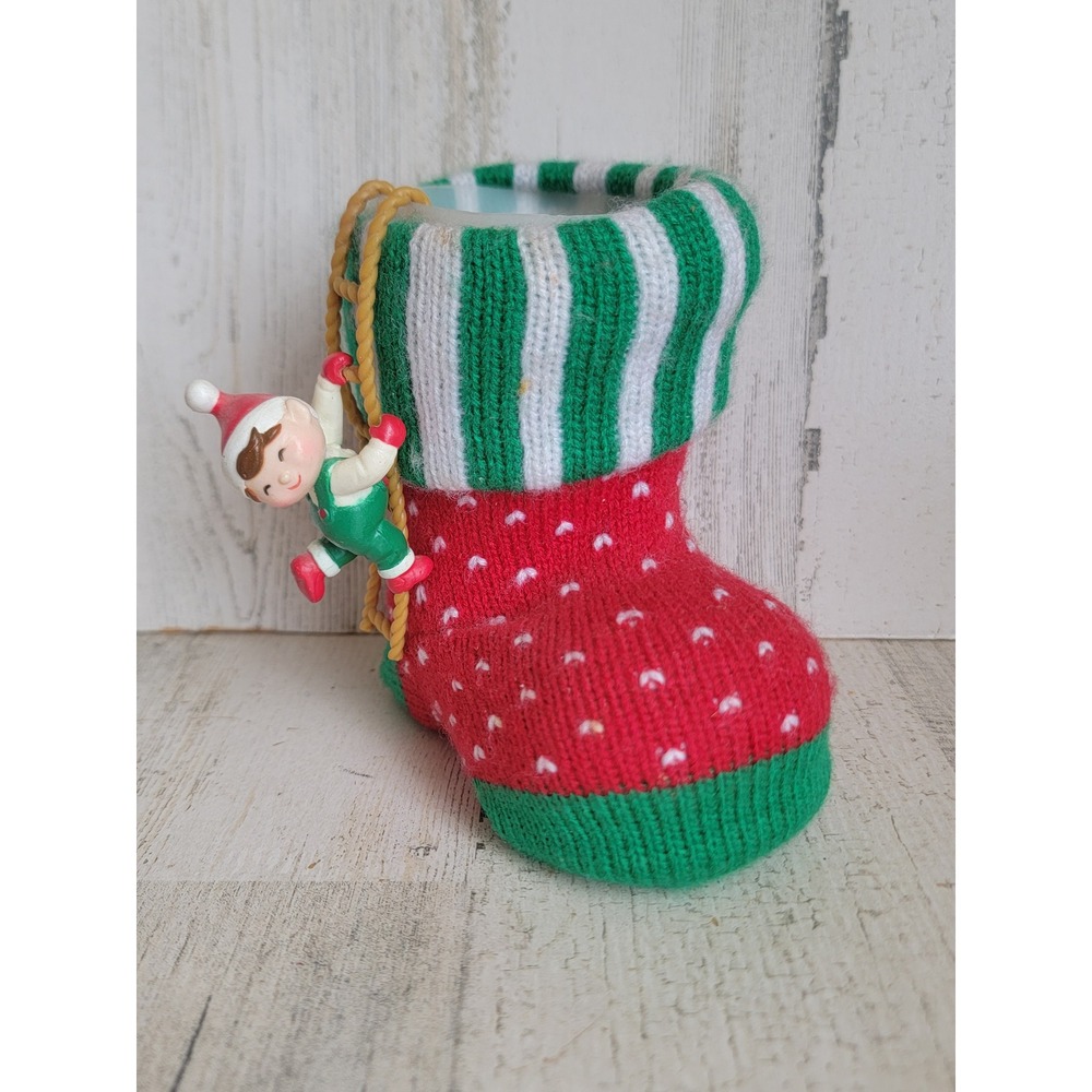 Vintage Santa's helper climbing Xmas boot elf Unique Home decor ladder figure